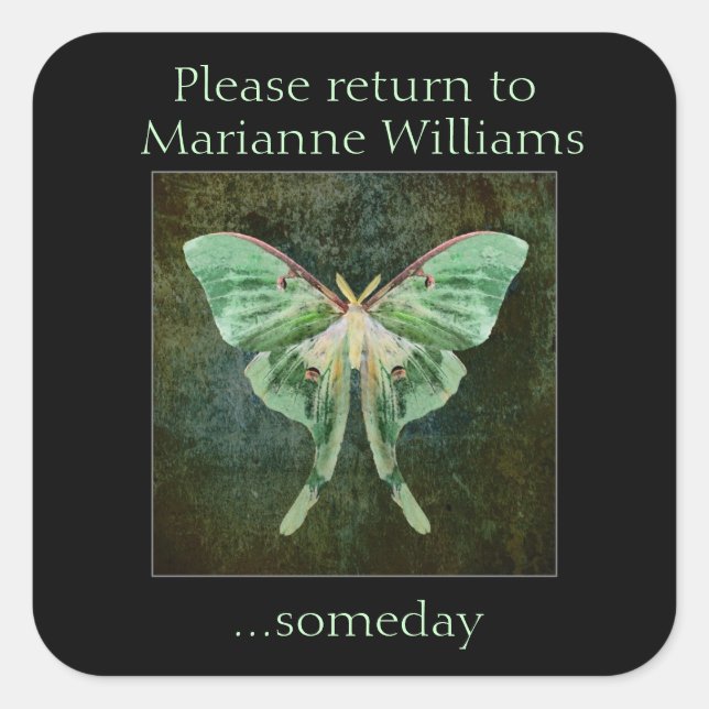 Luna Moth Nom du livre Sticker de plaque (Devant)