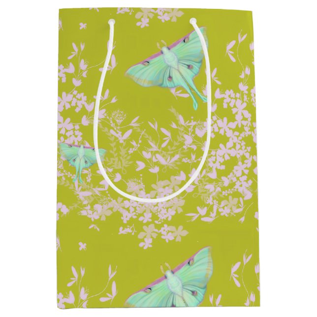 Luna Moth on Lime Mittlere Geschenktüte (Vorderseite)
