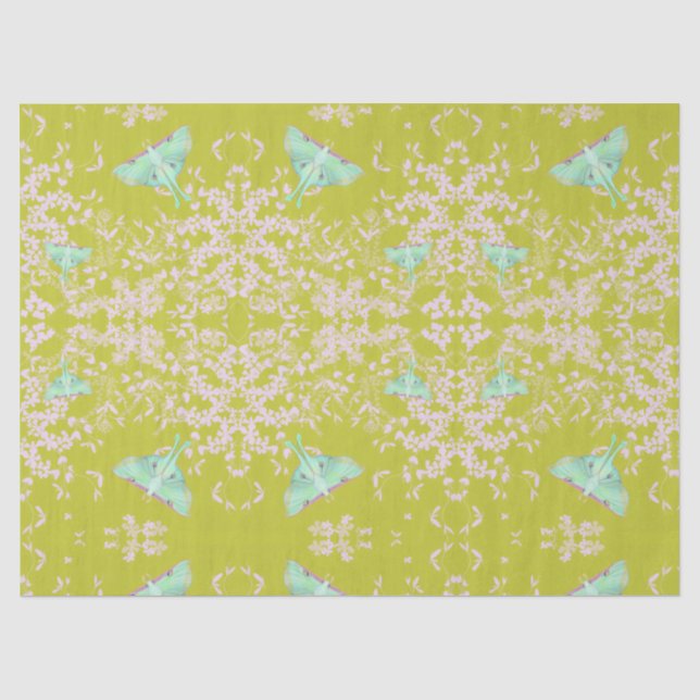 Luna Moth on Lime Seidenpapier (Vorderseite)