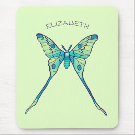 Luna-Moth-Schmetterling-Insektengrün Mousepad