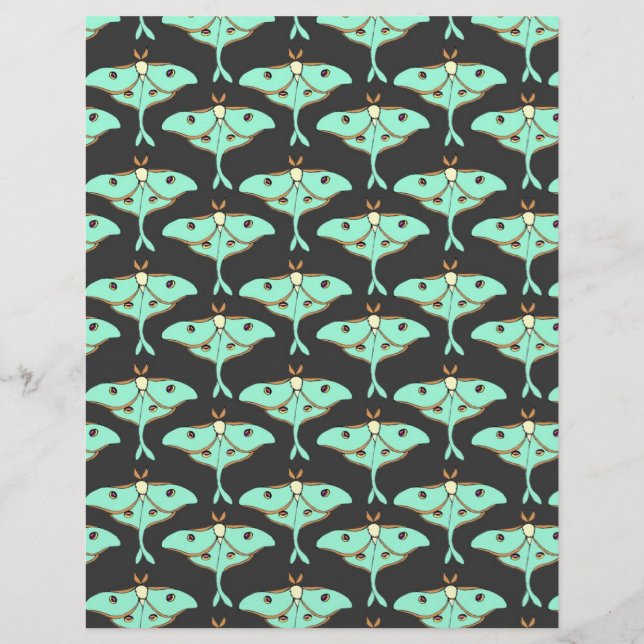 Luna Moth Scrapbook Paper 8,5" x 11" (Vorderseite)