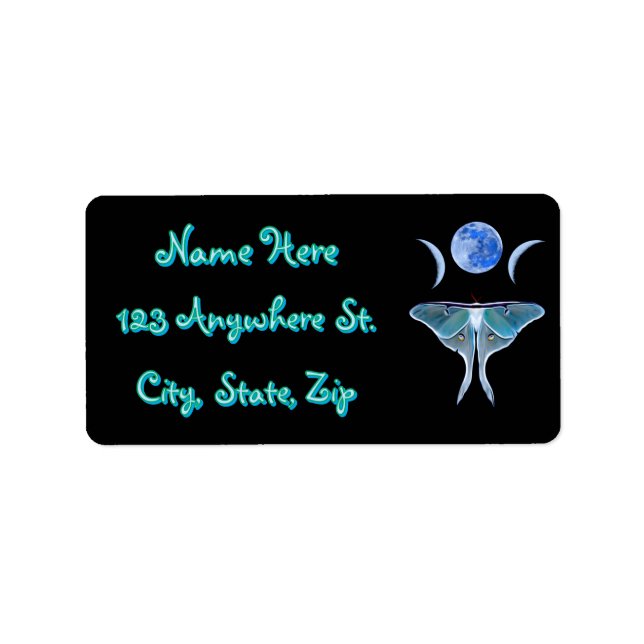 Luna Moth Triple Moon Adressaufkleber (Vorne)