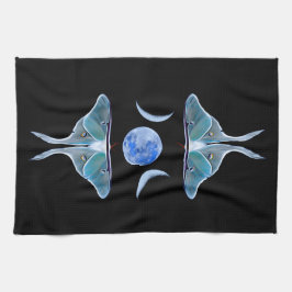 Luna Moth Triple Moon auf schwarz Geschirrtuch