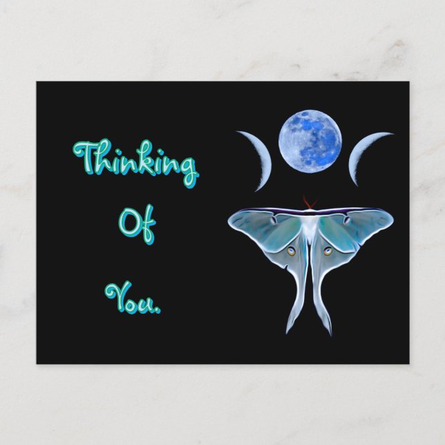 Luna Moth Triple Moon denkt an Sie Postkarte (Vorderseite)