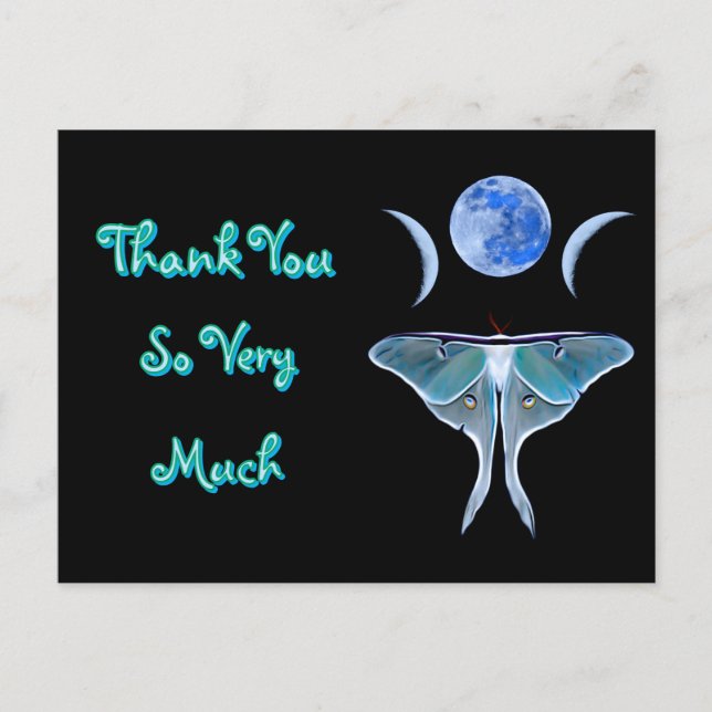 Luna Moth Triple Moon Vielen Dank Postkarte (Vorderseite)