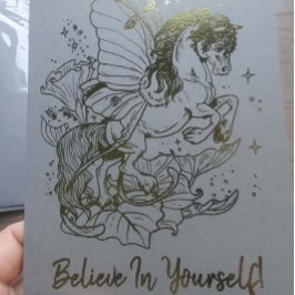 Luna moth winged Fairy Horse Folienkarte