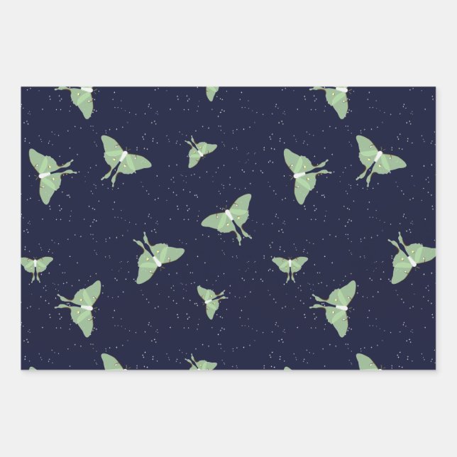Luna Moths - Geschenkpapier Set (Vorderseite)