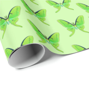 Luna-Motte auf hellgrünem Hintergrund Geschenkpapier