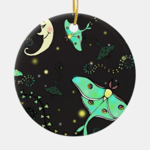 Luna-Motten-Weihnachtsbaumanhänger als festliche D Keramikornament