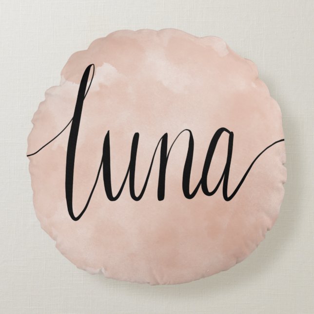 Luna Name Handgepäcktes Rundkissen Rundes Kissen (Vorderseite)