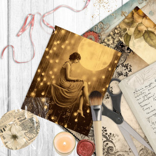 Luna Papiermond Mädchen, Vintage-Fotografie Jazz A Postkarte