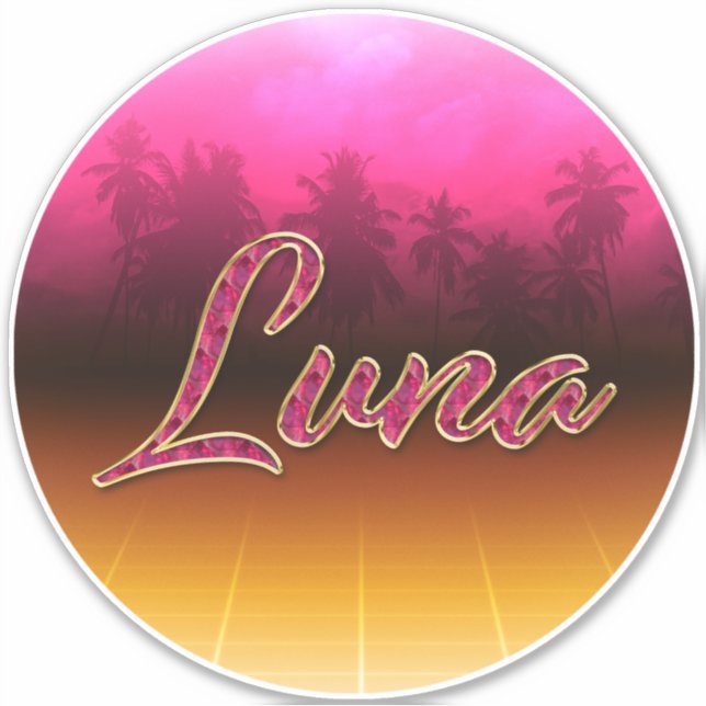 Luna Prénom Golden Pink Autocollants (Devant)