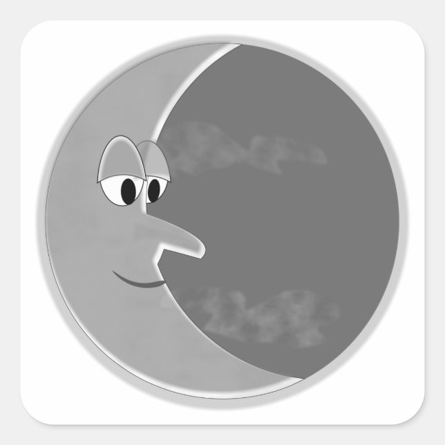Luna Quadratischer Aufkleber (Vorderseite)