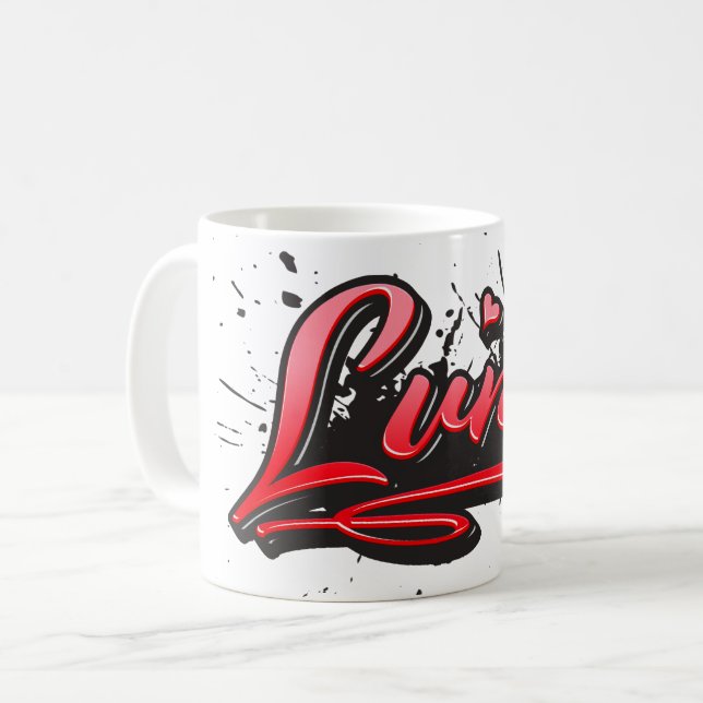 Luna red Heart Graffiti Tasse Kaffeetasse (Vorderseite Links)