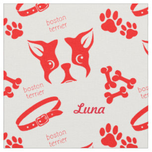 Luna Terrier personnalisé en tissu rouge