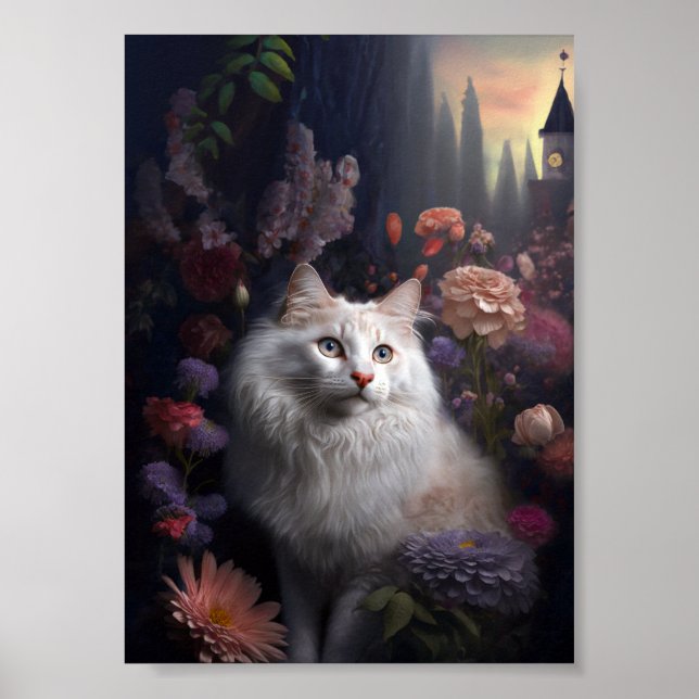 Luna, Türkisches Angora-Katzenposter Poster (Vorne)