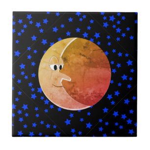 Luna Vintage Mond und Sterne Zeichnung Fliese