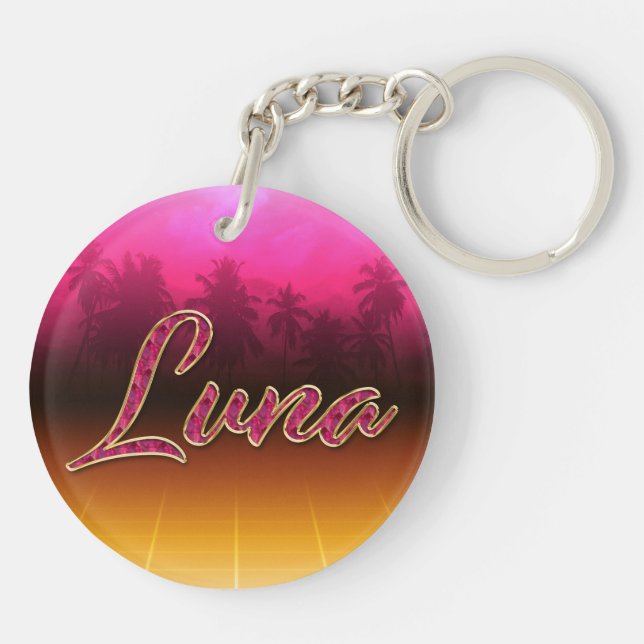 Luna Vorname Name golden pink Schlüsselanhänger (Rückseite)