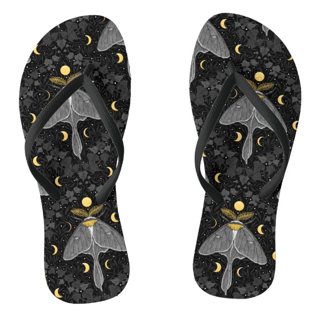 Lunamotte, Mondphasen und Efeu-Damast-Muster Flip Flops (Fußbett)
