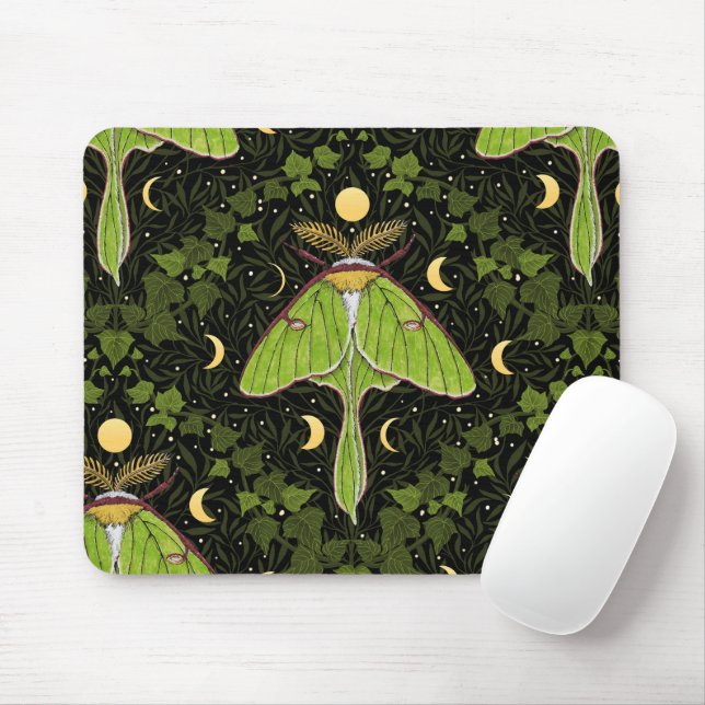Lunamotten, Mondphasen und Efeu-Damast 2 Mousepad (Mit Mouse)