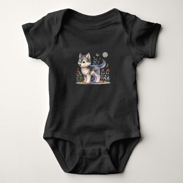  Lunar Baby Wolf - Adorable Baby Romper Baby Strampler (Vorderseite)