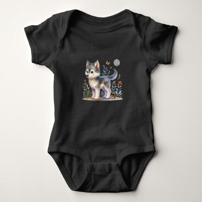 Lunar Baby Wolf - Adorable Baby Romper Strampler (Vorderseite)