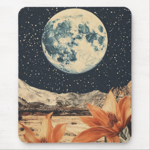 Lunar Bloom Over Sandy Peaks Mousepad