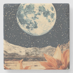 Lunar Bloom Over Sandy Peaks Steinuntersetzer