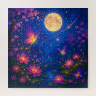 Lunar Blossom Sanctuary - Moonlit Garden Puzzle of