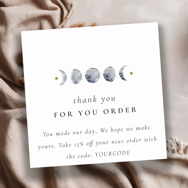 Lunar Celestial Moon Phase Danke für Ihre Bestellu Quadratische Visitenkarte (Von Creator hochgeladen)