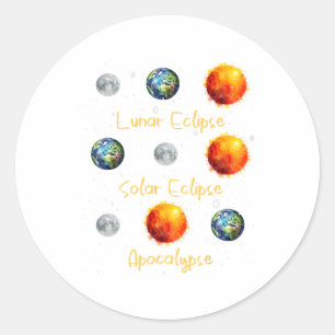 Lunar Eclipse Solar Eclipse und Apokalypse Funny s Runder Aufkleber