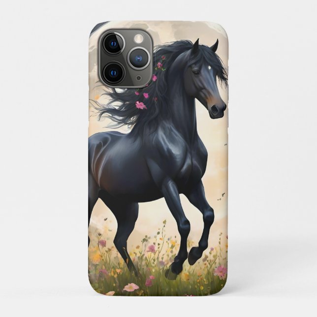 Lunar Elegance: Schwarzes Fantasy - Pferd mit dem  Case-Mate iPhone Hülle (Rückseite)