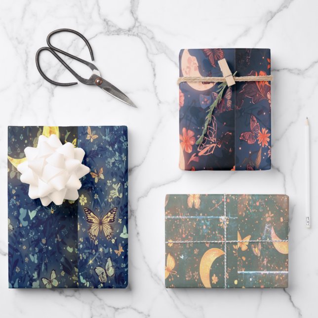 Lunar Gift Wrapping Paper - Celestial Moon Design Geschenkpapier Set (Vorderseite)