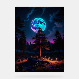 Lunar Glow Forest - ruhige kosmische Nightscape Acrylschild