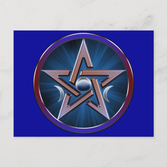 Lunar Goddess Pentagram Postcard Postkarte (Vorderseite)