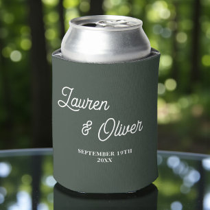 Lunar Green Schrift Minimalistische Hochzeit Dosenkühler