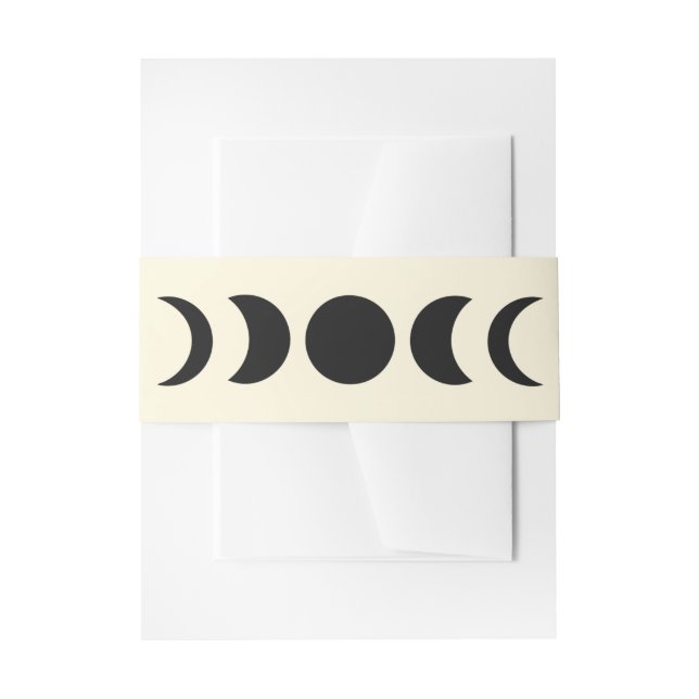 Lunar Luxe Black & Cream Moon Phase Wedding Einladungsbanderole (Vorderseite Beispiel)