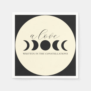 Lunar Luxe Black & Cream Moon Phase Wedding Serviette