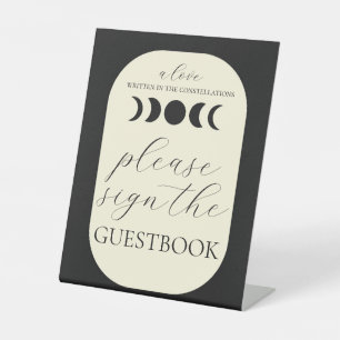 Lunar Luxe Black & Cream Moon Phase Wedding Sign Sockelschild