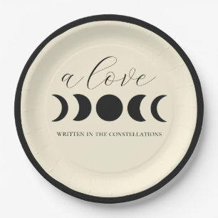 Lunar Luxe Schwarz & Creme Mondphase Hochzeit  Pappteller