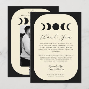 Lunar Luxe Schwarz & Creme Mondphasen-Hochzeit Einladung