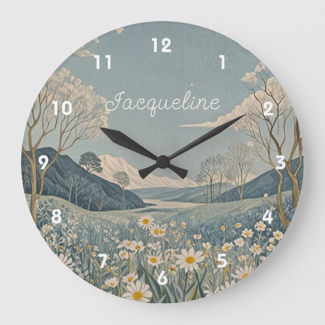 Lunar Meadow Personalisiert Große Wanduhr (Vorderseite)