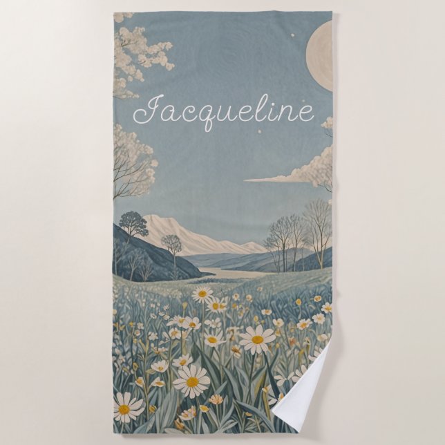 Lunar Meadow Personalisiert Strandtuch (Vorderseite)