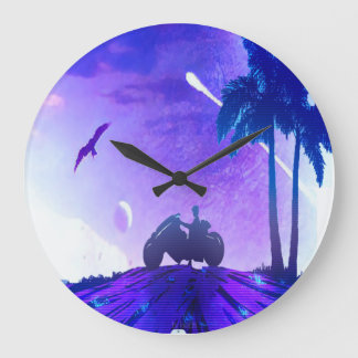 Lunar Mirage – Surreal Palestinian Digital Art Wal Große Wanduhr