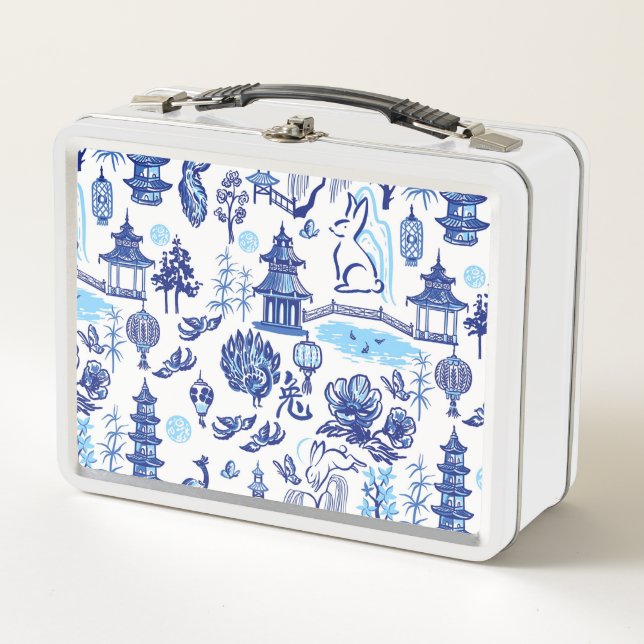Lunar New Year Rabbit Chinoiserie White Lunch Box (Vorderseite)
