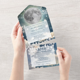 Lunar Night Sky Wedding All In One Einladung