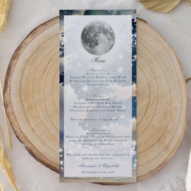 Lunar Night Sky Wedding Menükarte (Lunar Night Sky Wedding Menu)