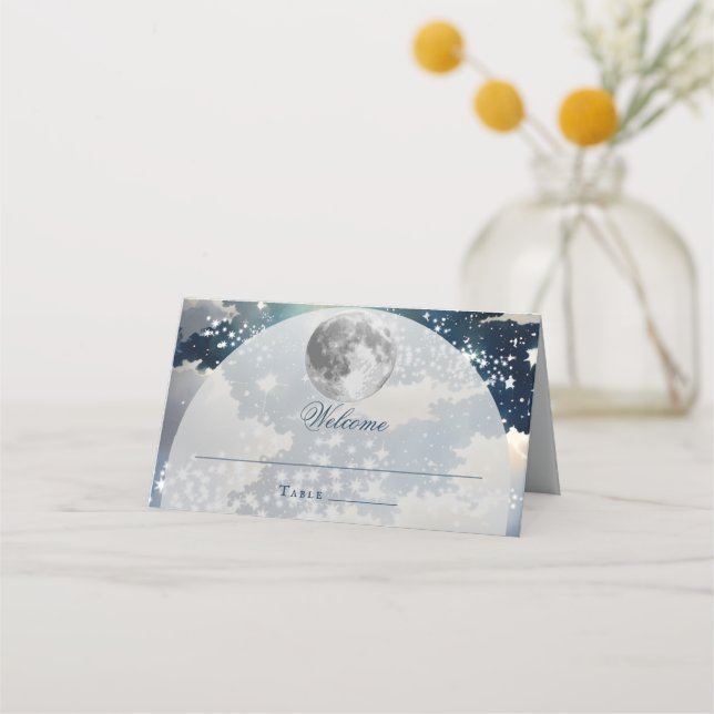 Lunar Night Sky Wedding Platzkarte (Vorderseite)
