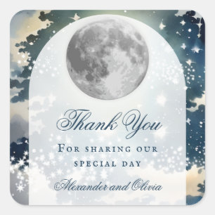 Lunar Night Sky Wedding Quadratischer Aufkleber