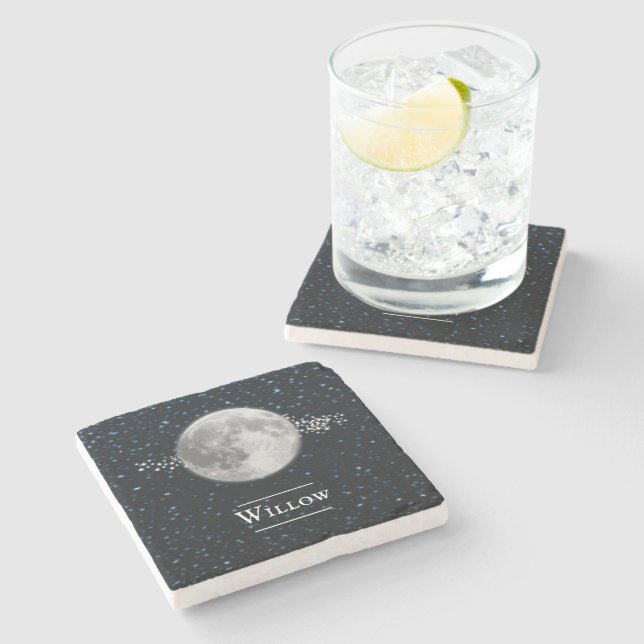 Lunar Personalisiert Stone Untersetzer (Seitenansicht)